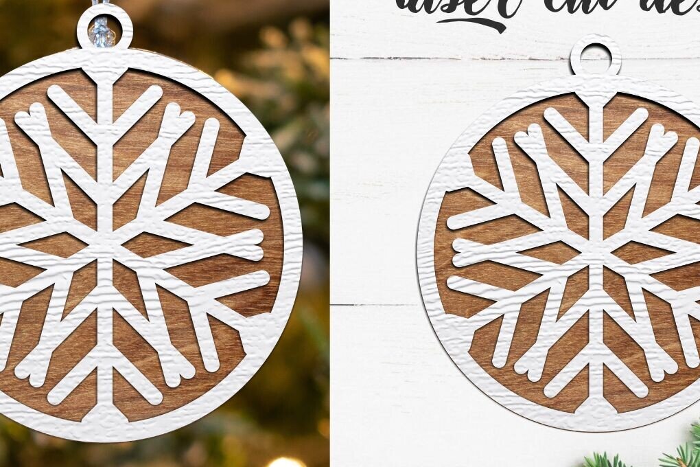 Σετ των 3 Intra απο ξύλο plywood 3mm-4mm πάχος Χριστουγεννιάτικη , χριστουγεννιάτικο στολίδι Δίασταση 8x8 cm INTRAFABR-79393450