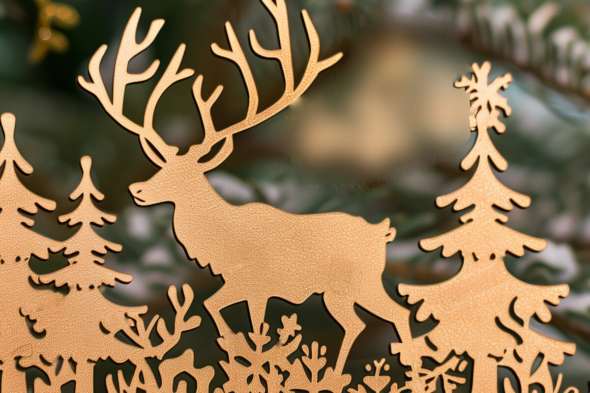 Σετ των 3 Intra απο ξύλο plywood 3mm-4mm πάχος Χριστουγεννιάτικο Δίασταση 4x4 cm INTRAFABR-102761134