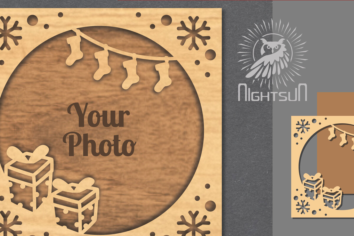 Intra απο ξύλο plywood 3mm-4mm πάχος Χριστουγεννιάτικη κορνίζα φωτογραφιών με λέιζερ 12 Δίασταση 20x30 cm INTRAFABR-112791012