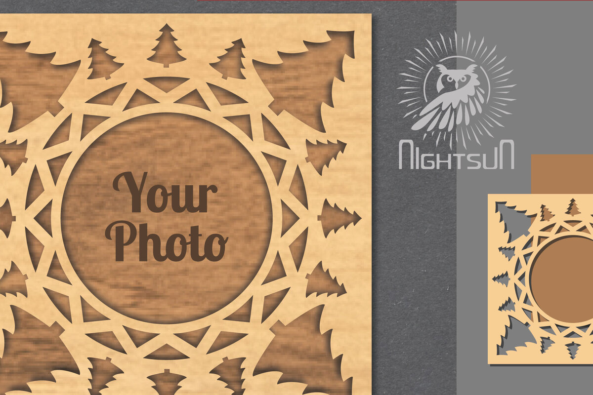 Intra απο ξύλο plywood 3mm-4mm πάχος Χριστουγεννιάτικη κορνίζα φωτογραφιών με λέιζερ 8 Δίασταση 20x30 cm INTRAFABR-112790844