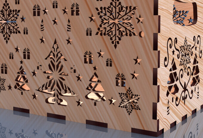 Σετ των 3 Intra απο ξύλο plywood 3mm-4mm πάχος Christmas Cut Storage Box 03 Δίασταση 8x8 cm INTRAFABR-78552644