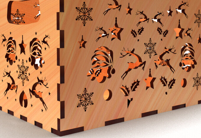 Σετ των 3 Intra απο ξύλο plywood 3mm-4mm πάχος Christmas Cut Storage Box 04 Δίασταση 8x8 cm INTRAFABR-78552774