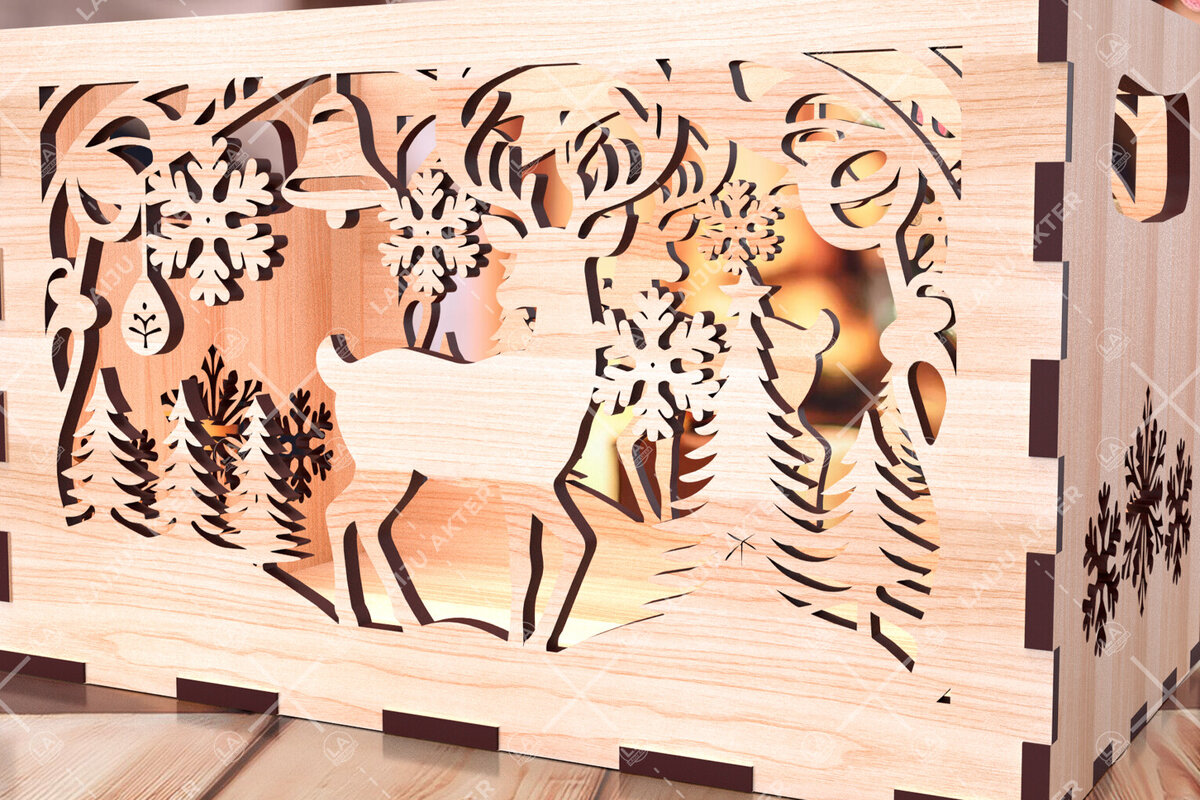 Σετ των 3 Intra απο ξύλο plywood 3mm-4mm πάχος Χριστουγεννιάτικο κουτί δώρου αποθήκευσης με 02 Δίασταση 5x5 cm INTRAFABR-107428345