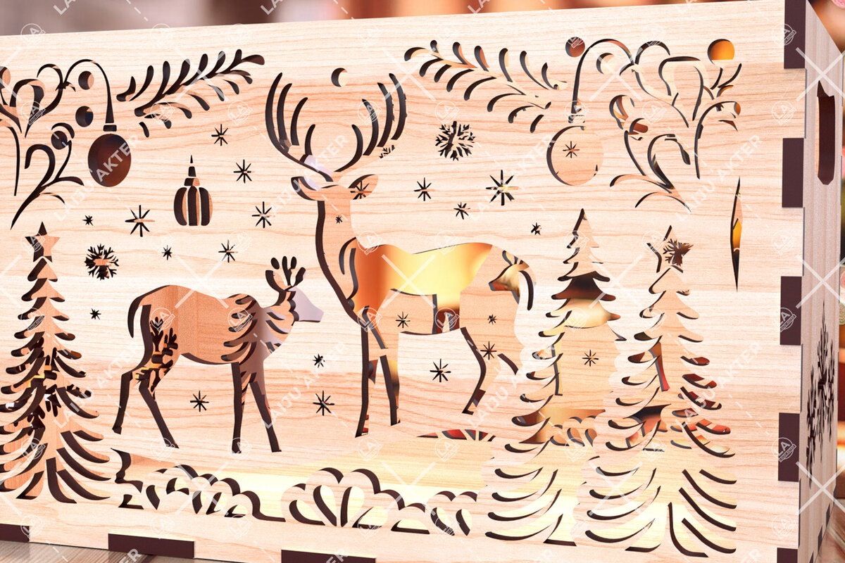 Σετ των 3 Intra απο ξύλο plywood 3mm-4mm πάχος Χριστουγεννιάτικο κουτί δώρου αποθήκευσης με 03 Δίασταση 5x5 cm INTRAFABR-107428361