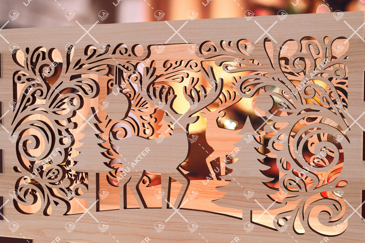 Σετ των 3 Intra απο ξύλο plywood 3mm-4mm πάχος Χριστουγεννιάτικο κουτί δώρου για αποθήκευση με λέιζερ 04 Δίασταση 5x5 cm INTRAFABR-107428370