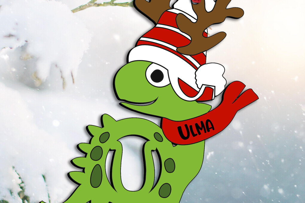 Σετ των 3 Intra απο ξύλο plywood 3mm-4mm πάχος Χριστουγεννιάτικο  Dino U Letter Holiday Δίασταση 8x8 cm INTRAFABR-111730067