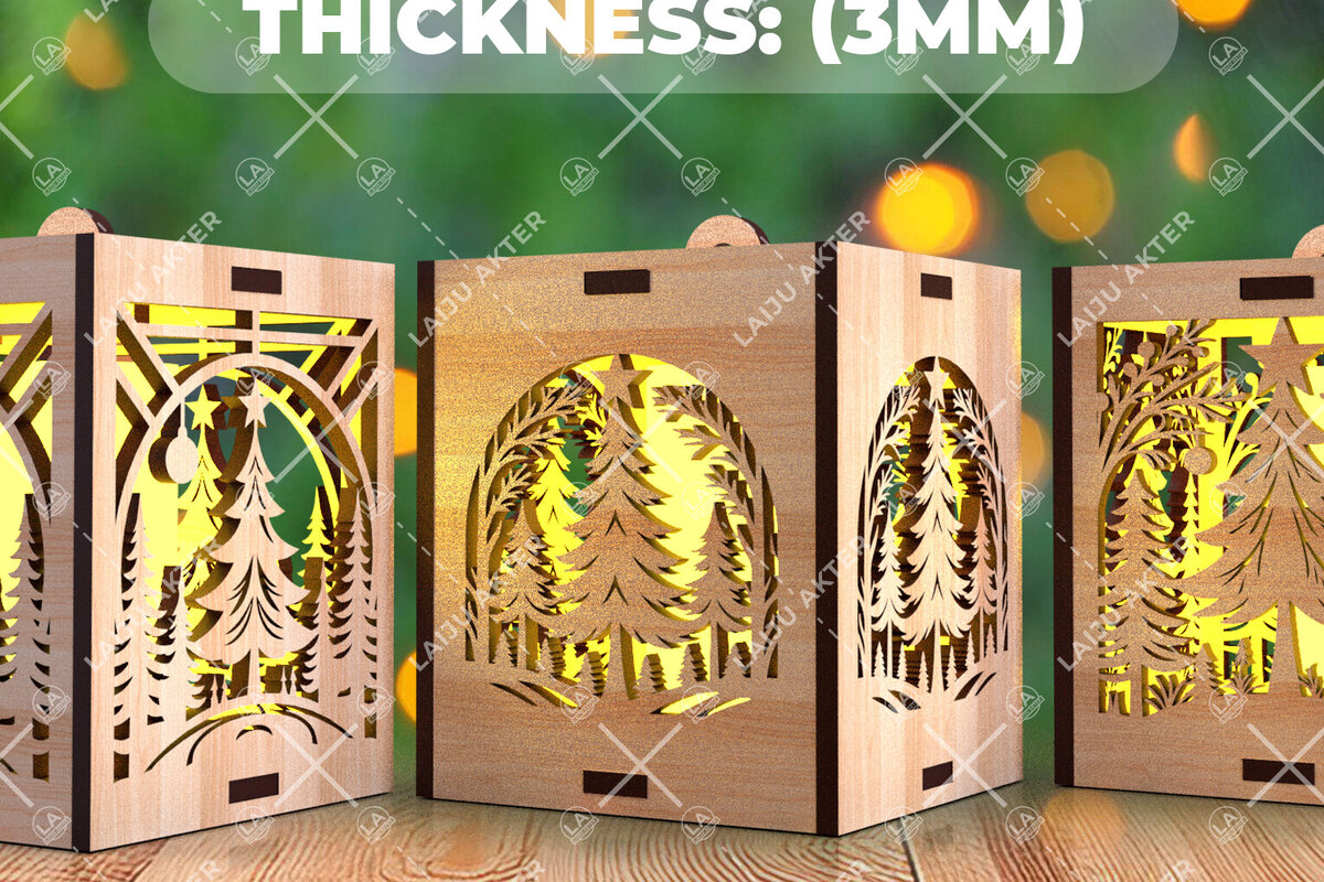 Σετ των 2 Intra απο ξύλο plywood 3mm-4mm πάχος Χριστουγεννιάτικο λαμπερό κερί  Δίασταση 15x15 cm INTRAFABR-107111793