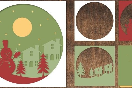 Intra απο ξύλο plywood 3mm-4mm πάχος Χριστουγεννιάτικη κάρτα κοπής με στρώσεις Δίασταση 750x500 cm INTRAFABR-77377319