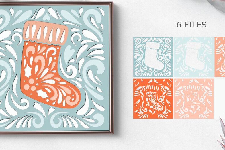 Σετ των 2 Intra απο ξύλο plywood 3mm-4mm πάχος Christmas Layered Paper Cut / Christmas Δίασταση 15x15 cm INTRAFABR-85929408