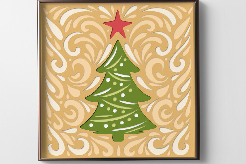Σετ των 2 Intra απο ξύλο plywood 3mm-4mm πάχος Christmas Layered Paper Cut / Christmas Δίασταση 15x15 cm INTRAFABR-85929471