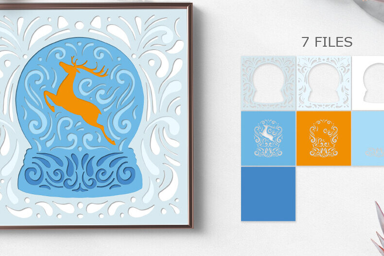 Σετ των 2 Intra απο ξύλο plywood 3mm-4mm πάχος Christmas Layered Paper Cut / Christmas Δίασταση 15x15 cm INTRAFABR-85929599