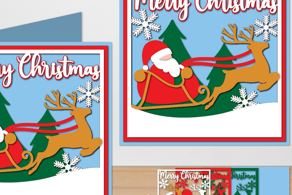 Σετ των 3 Intra απο ξύλο plywood 3mm-4mm πάχος Χριστουγεννιάτικο χαρτί με στρώσεις Δίασταση 6x6 cm INTRAFABR-111404158