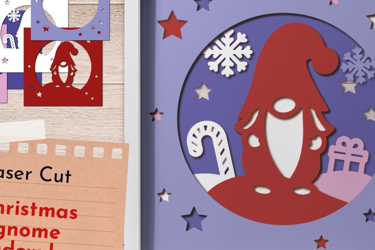 Σετ των 3 Intra απο ξύλο plywood 3mm-4mm πάχος Christmas Layered Shadow Box, Light Box Δίασταση 9x9 cm INTRAFABR-80338782