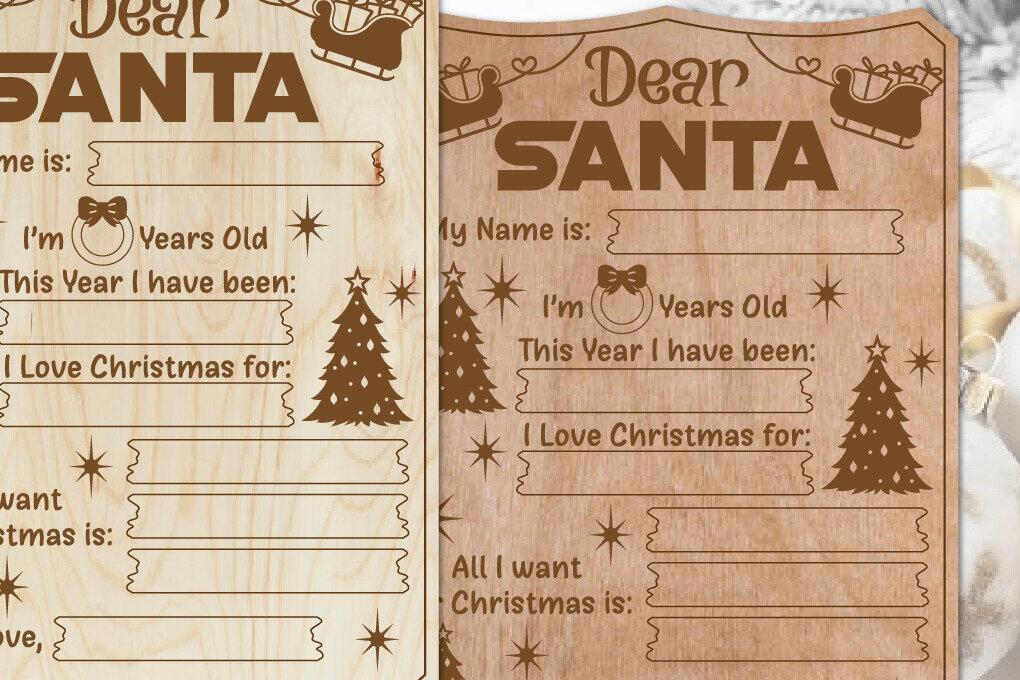 Σετ των 3 Intra απο ξύλο plywood 3mm-4mm πάχος Χριστουγεννιάτικος πίνακας επιστολών | Αγαπητέ Βασίλη Δίασταση 6x8 cm INTRAFABR-110243521