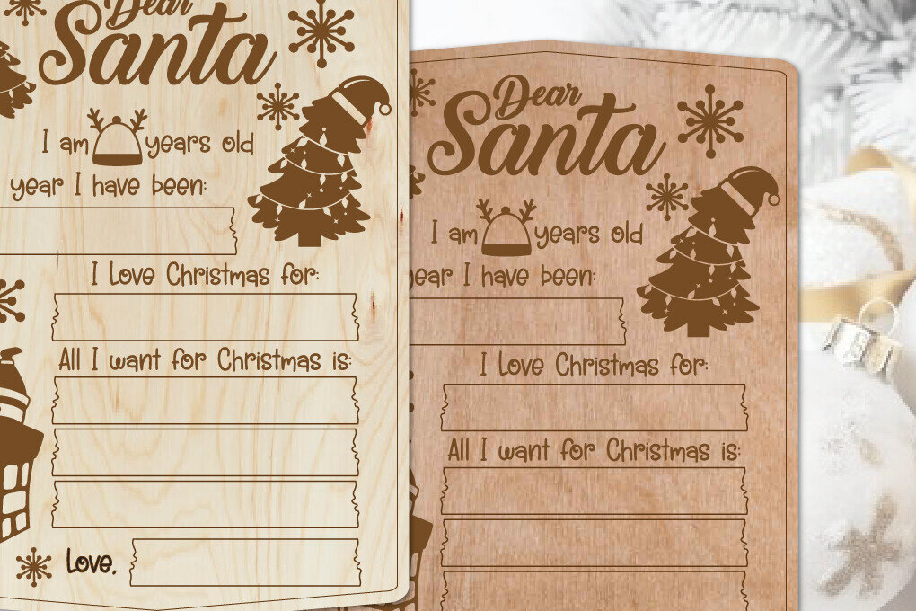 Σετ των 3 Intra απο ξύλο plywood 3mm-4mm πάχος Χριστουγεννιάτικος πίνακας επιστολών | Πίνακας ευχών Δίασταση 6x8 cm INTRAFABR-110982874