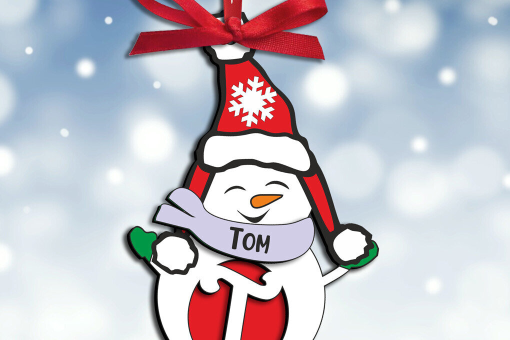 Σετ των 3 Intra απο ξύλο plywood 3mm-4mm πάχος Χριστουγεννιάτικο γράμμα T Στολίδι Χιονάνθρωπος Δίασταση 8x8 cm INTRAFABR-110179954