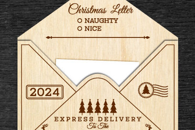 Σετ των 3 Intra απο ξύλο plywood 3mm-4mm πάχος Χριστουγεννιάτικο γράμμα στον Άγιο Βασίλη στολίδι Δίασταση 8x8 cm INTRAFABR-107903943