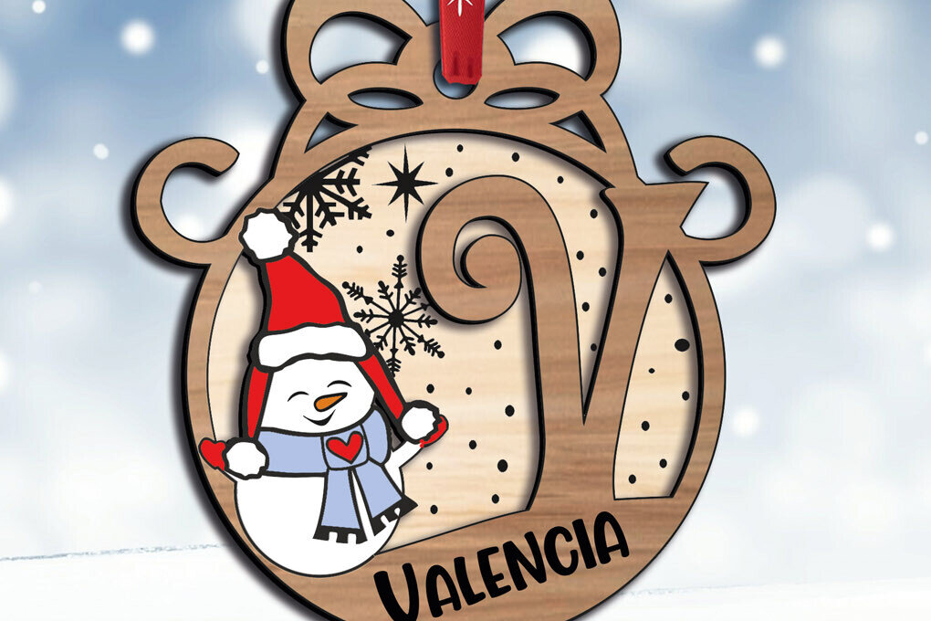 Σετ των 3 Intra απο ξύλο plywood 3mm-4mm πάχος Χριστουγεννιάτικο γράμμα V Snowman Holiday Δίασταση 8x8 cm INTRAFABR-110792620