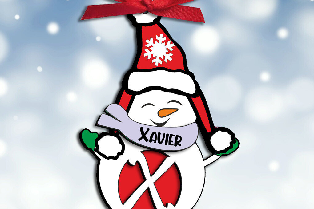 Σετ των 3 Intra απο ξύλο plywood 3mm-4mm πάχος Χριστουγεννιάτικο γράμμα X Holiday Snowman Δίασταση 8x8 cm INTRAFABR-110185917