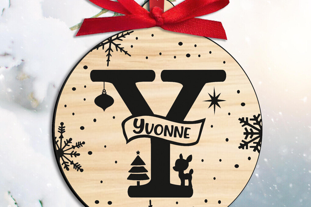 Σετ των 3 Intra απο ξύλο plywood 3mm-4mm πάχος Χριστουγεννιάτικο γράμμα Y Μονόγραμμα Holiday Δίασταση 8x8 cm INTRAFABR-109626846