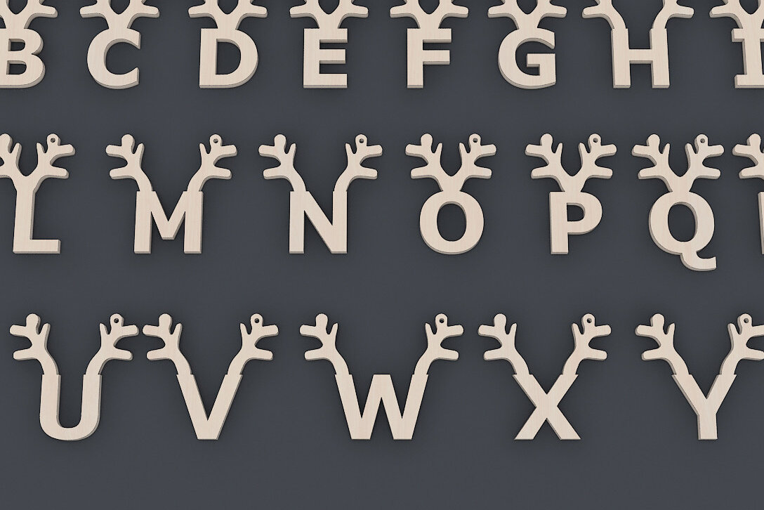 Intra απο ξύλο plywood 3mm-4mm πάχος Χριστουγεννιάτικα γράμματα, Ξύλινα γράμματα ελαφιού Δίασταση 30x20 cm INTRAFABR-53991874