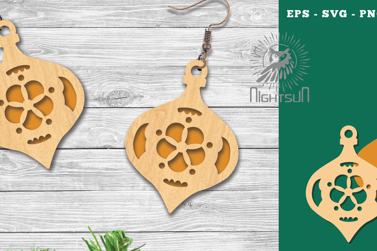 Intra απο ξύλο plywood 3mm-4mm πάχος Χριστουγεννιάτικα σκουλαρίκια με λέιζερ 4 Δίασταση 3x3 cm INTRAFABR-112766953