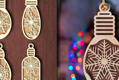 Σετ των 3 Intra απο ξύλο plywood 3mm-4mm πάχος Χριστουγεννιάτικο Φωτιστικό Στολίδι Δίασταση 8x8 cm INTRAFABR-80867667