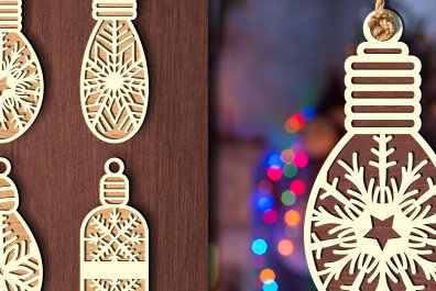 Σετ των 3 Intra απο ξύλο plywood 3mm-4mm πάχος Χριστουγεννιάτικο Φωτιστικό Στολίδι Δίασταση 8x8 cm INTRAFABR-80867640