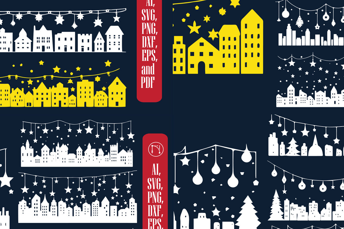 Σετ των 3 Intra απο ξύλο plywood 3mm-4mm πάχος Christmas Lighting Village Δίασταση 4x4 cm INTRAFABR-82836307