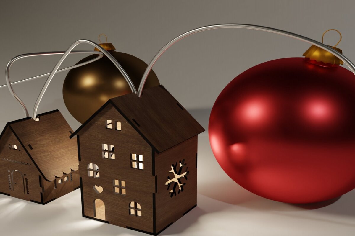 Σετ των 2 Intra απο ξύλο plywood 3mm-4mm πάχος Χριστουγεννιάτικα Φωτάκια Διακόσμηση Σπιτιών  Δίασταση 15x15 cm INTRAFABR-113819066