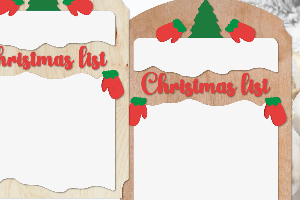 Σετ των 3 Intra απο ξύλο plywood 3mm-4mm πάχος Χριστουγεννιάτικος πίνακας λίστας | Πίνακας ευχών Δίασταση 6x8 cm INTRAFABR-110370457