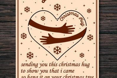 Σετ των 2 Intra απο ξύλο plywood 3mm-4mm πάχος Χριστουγεννιάτικο σχέδιο κοπής με λέιζερ Little Hug Δίασταση 15x15 cm INTRAFABR-77827101