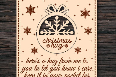 Σετ των 2 Intra απο ξύλο plywood 3mm-4mm πάχος Χριστουγεννιάτικο σχέδιο κοπής με λέιζερ Little Hug Δίασταση 15x15 cm INTRAFABR-77827127