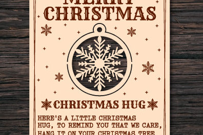 Σετ των 2 Intra απο ξύλο plywood 3mm-4mm πάχος Χριστουγεννιάτικο σχέδιο κοπής με λέιζερ Little Hug Δίασταση 15x15 cm INTRAFABR-77827002