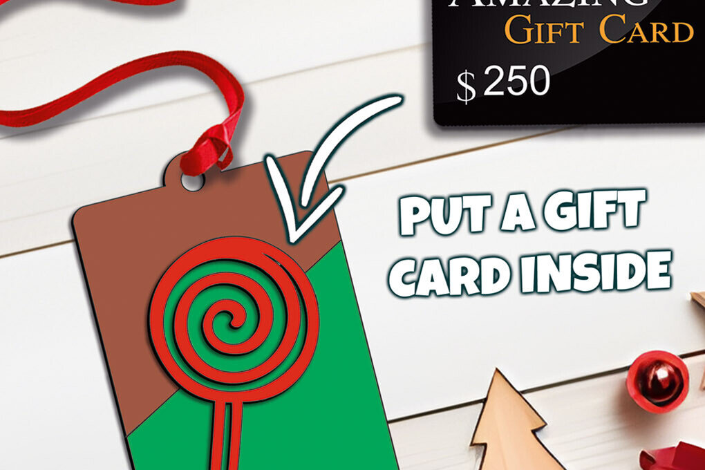 Σετ των 3 Intra απο ξύλο plywood 3mm-4mm πάχος Θήκη δώρου χριστουγεννιάτικων Lollypop Δίασταση 8x8 cm INTRAFABR-109059809