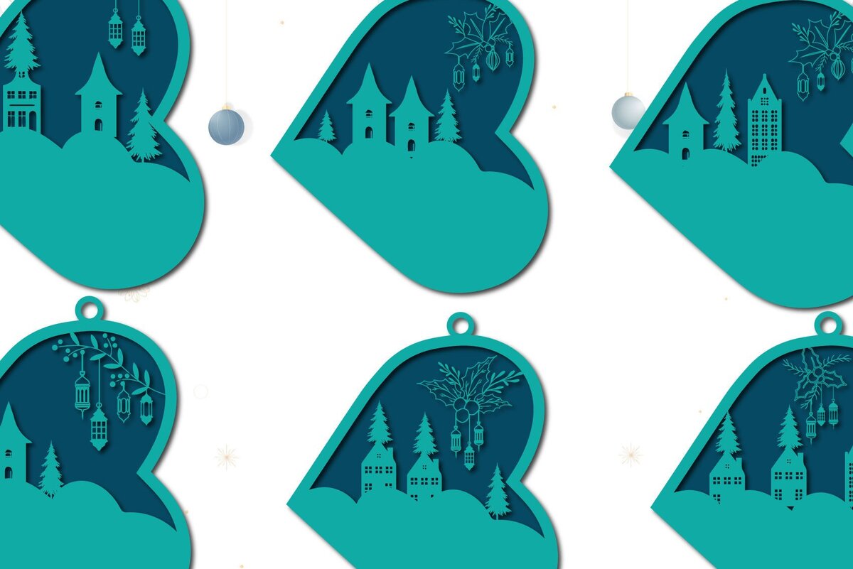 Σετ των 3 Intra απο ξύλο plywood 3mm-4mm πάχος Χριστουγεννιάτικου στολίδι αγάπης Δίασταση 8x8 cm INTRAFABR-37795592