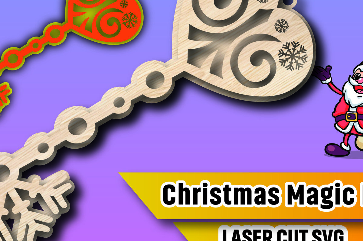 Σετ των 2 Intra απο ξύλο plywood 3mm-4mm πάχος Christmas Magic Key Lase Cut Δίασταση 15x15 cm INTRAFABR-106329868