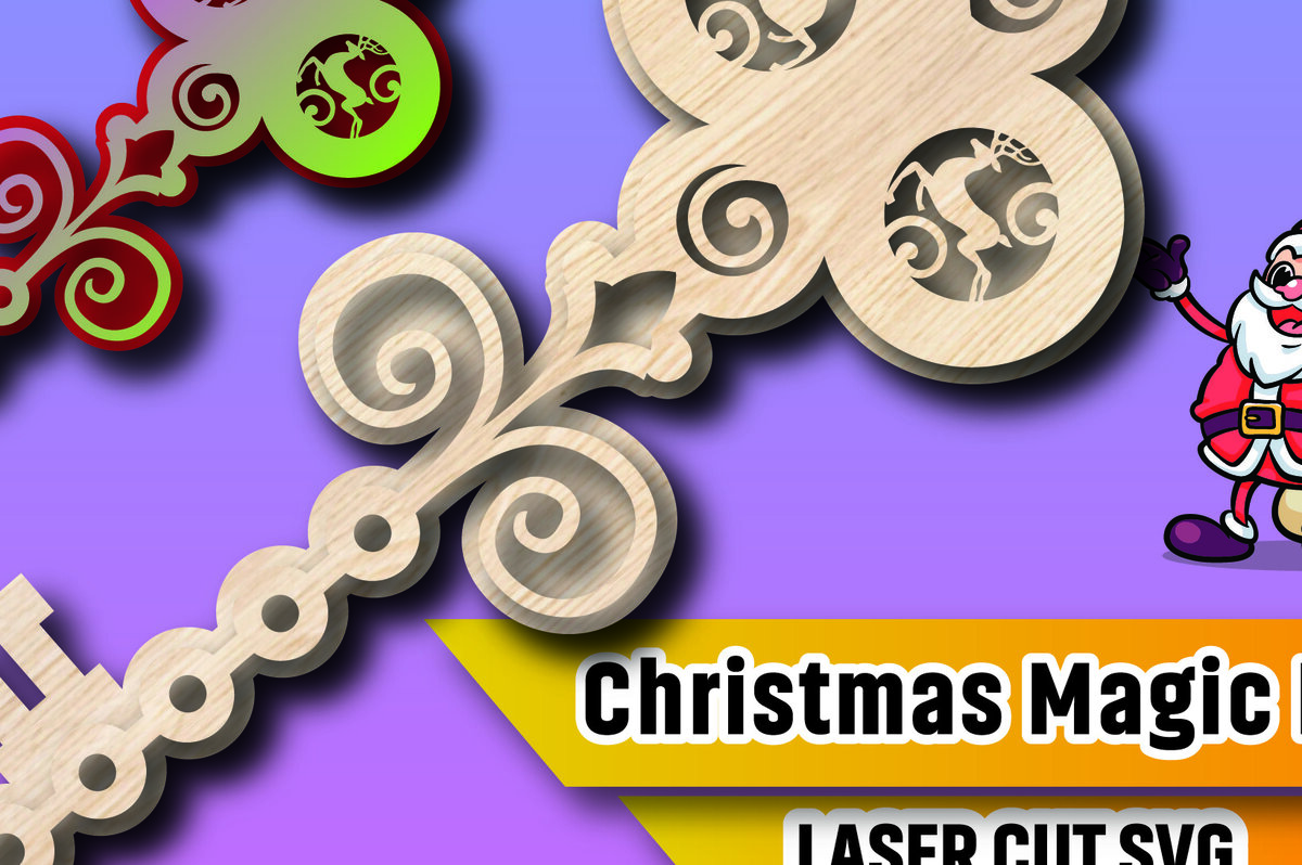 Σετ των 2 Intra απο ξύλο plywood 3mm-4mm πάχος Christmas Magic Key Lase Cut Δίασταση 15x15 cm INTRAFABR-106329947