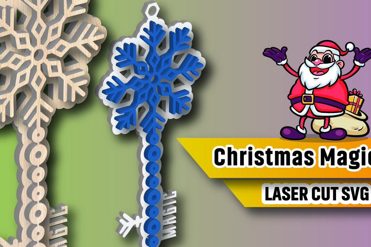 Σετ των 2 Intra απο ξύλο plywood 3mm-4mm πάχος Christmas Magic Key Lase Cut Δίασταση 15x15 cm INTRAFABR-106739210
