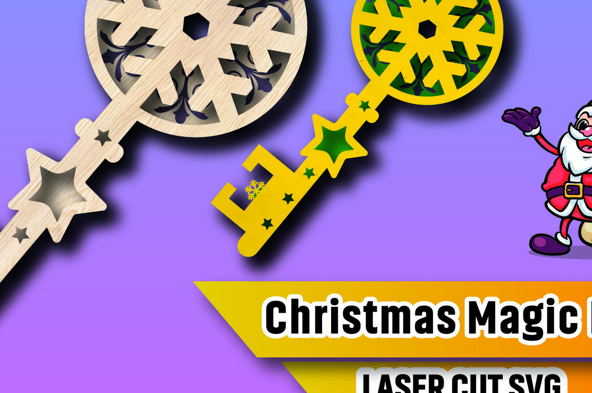 Σετ των 3 Intra απο ξύλο plywood 3mm-4mm πάχος Christmas Magic Key Lase Cut Δίασταση 15x15 cm INTRAFABR-106329777