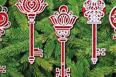 Σετ των 2 Intra απο ξύλο plywood 3mm-4mm πάχος Christmas Magic Key Layer Cut 957 Δίασταση 15x15 cm INTRAFABR-79376967