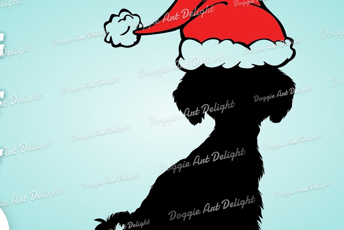 Σετ των 2 Intra απο ξύλο plywood 3mm-4mm πάχος Χριστουγεννιάτικο σκυλί Maltipoo σε Santa Hat Δίασταση 15x15 cm INTRAFABR-83143731