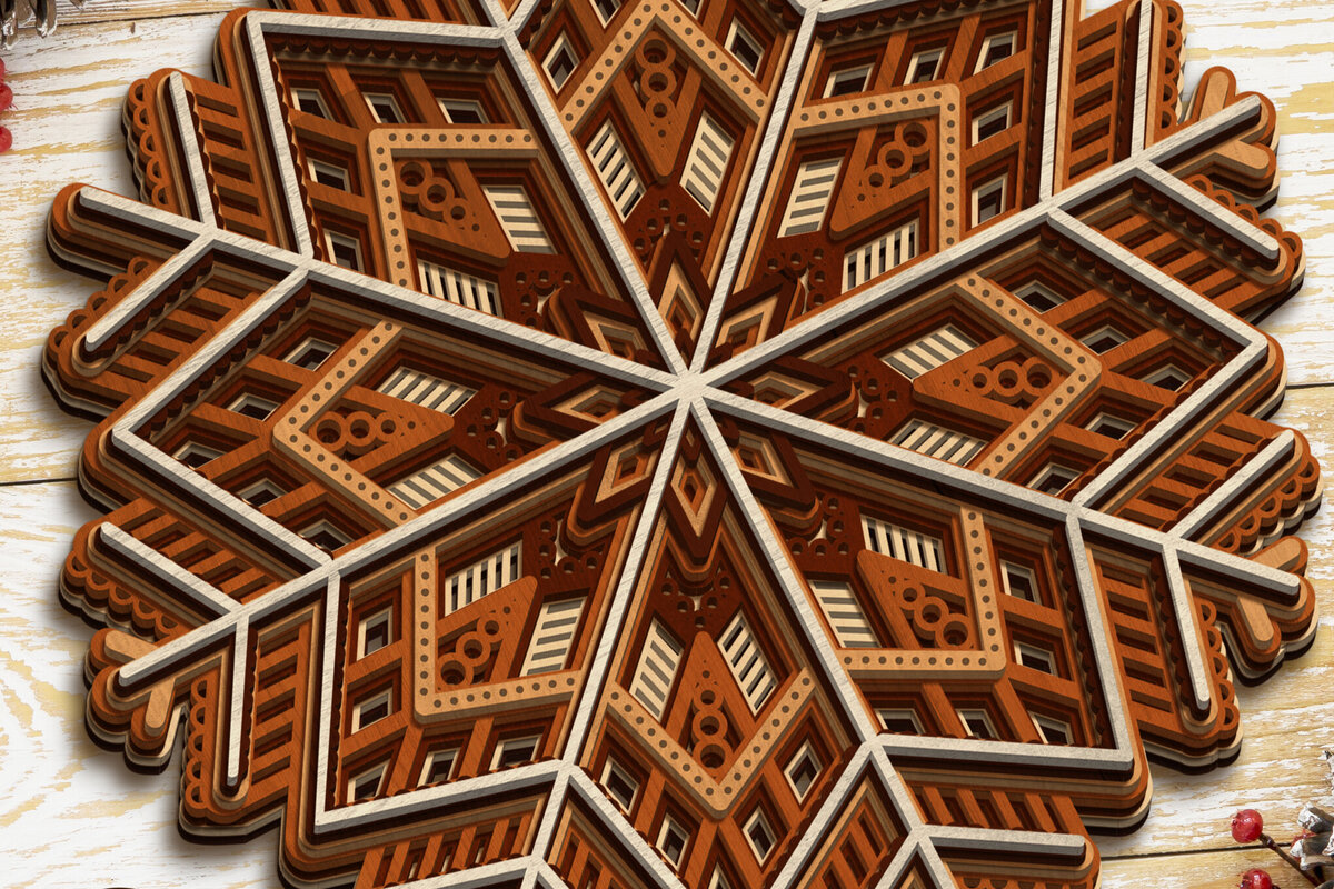 Intra απο ξύλο plywood 3mm-4mm πάχος CHRISTMAS MANDALA Πολυστρωματική Δίασταση 30x30 cm INTRAFABR-81446552