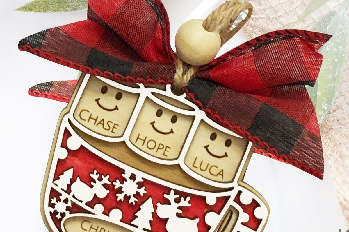 Σετ των 3 Intra απο ξύλο plywood 3mm-4mm πάχος Χριστουγεννιάτικο στολίδι Marshmallow  Δίασταση 8x8 cm INTRAFABR-80589758