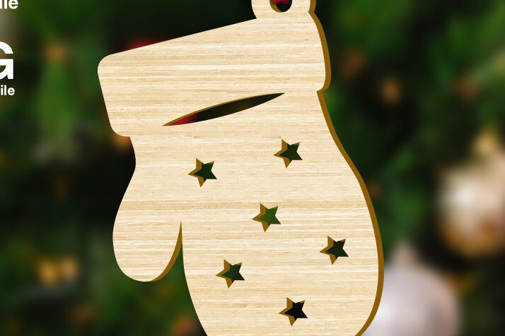 Σετ των 3 Intra απο ξύλο plywood 3mm-4mm πάχος Χριστουγεννιάτικο γάντι στολισμός χριστουγεννιάτικου δέντρου Δίασταση 3x4 cm INTRAFABR-47893437