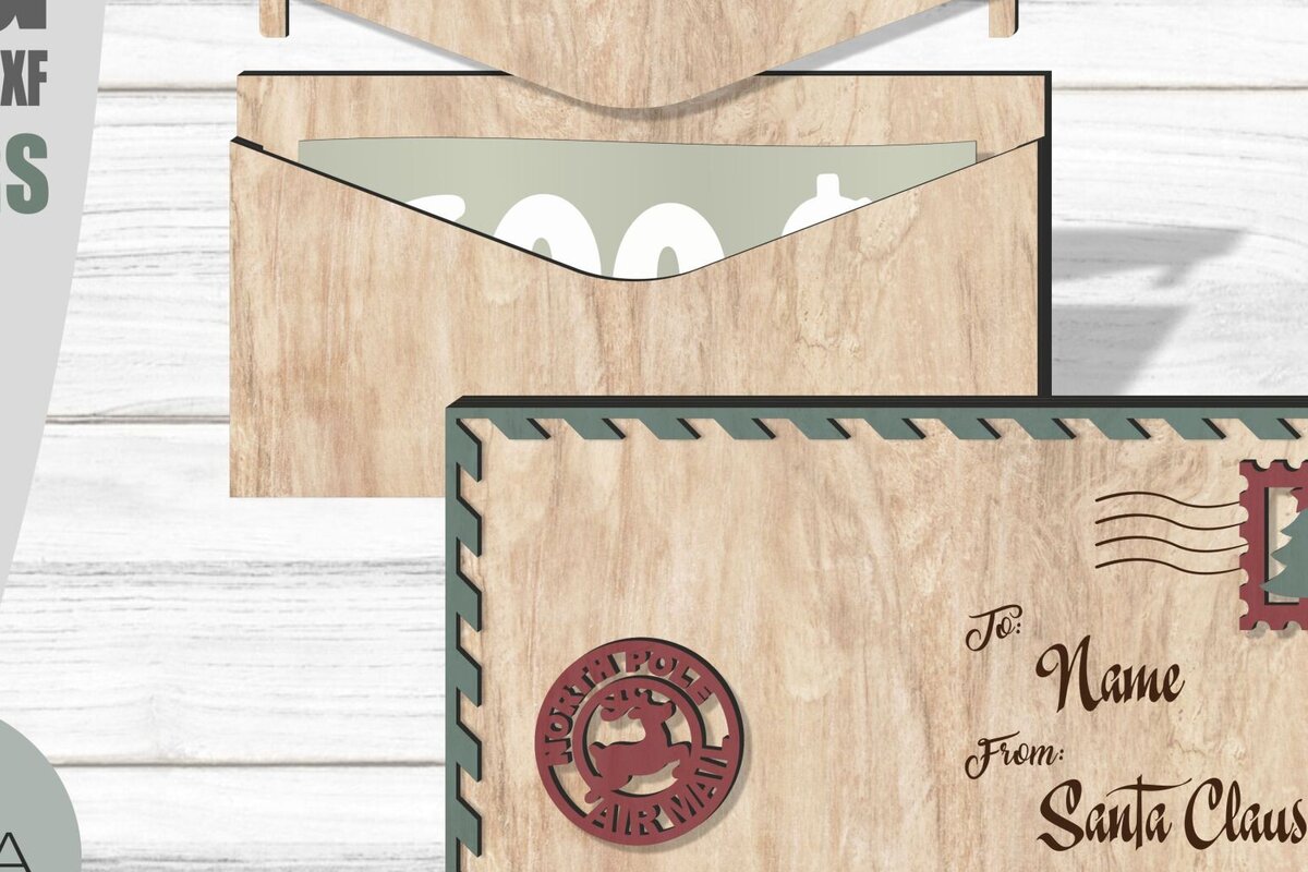 Intra απο ξύλο plywood 3mm-4mm πάχος Φάκελος με χριστουγεννιάτικη κάρτα Δίασταση 54x54 cm INTRAFABR-80618804