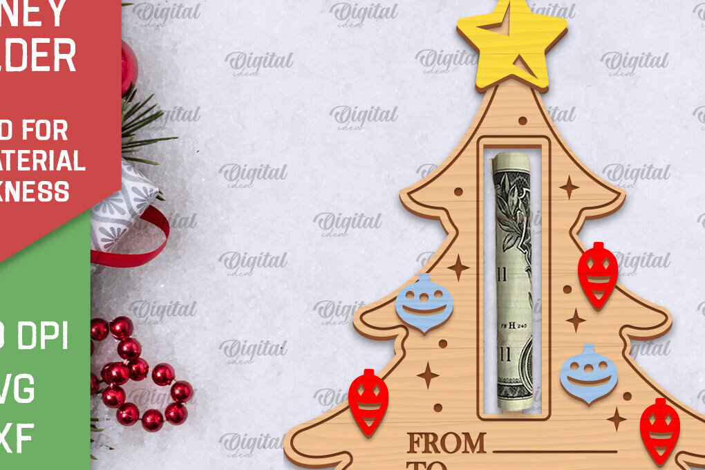 Σετ των 2 Intra απο ξύλο plywood 3mm-4mm πάχος Σχέδιο κοπής με λέιζερ κάρτα Χριστουγέννων Δίασταση 15x15 cm INTRAFABR-102835642