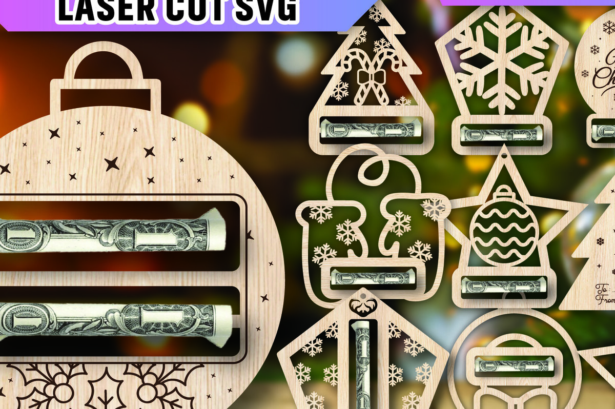 Σετ των 2 Intra απο ξύλο plywood 3mm-4mm πάχος Δέσμη κοπής με λέιζερ Holder Χριστουγέννων Δίασταση 15x15 cm INTRAFABR-107512262