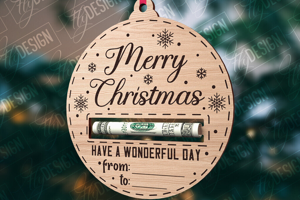 Σετ των 3 Intra απο ξύλο plywood 3mm-4mm πάχος Χριστουγεννιάτικο Money Holder Cut  | CNC Δίασταση 15x15 cm INTRAFABR-85896578