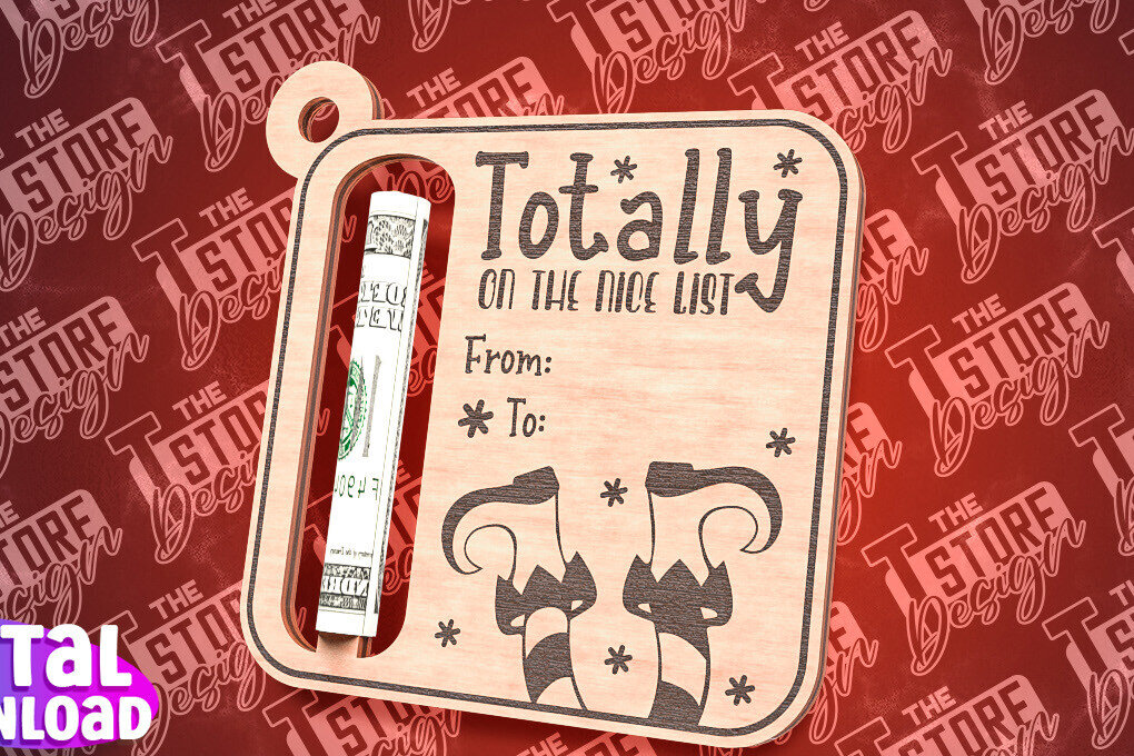 Σετ των 2 Intra απο ξύλο plywood 3mm-4mm πάχος Χριστουγεννιάτικο Money Holder Cut  | CNC Δίασταση 15x15 cm INTRAFABR-85897407